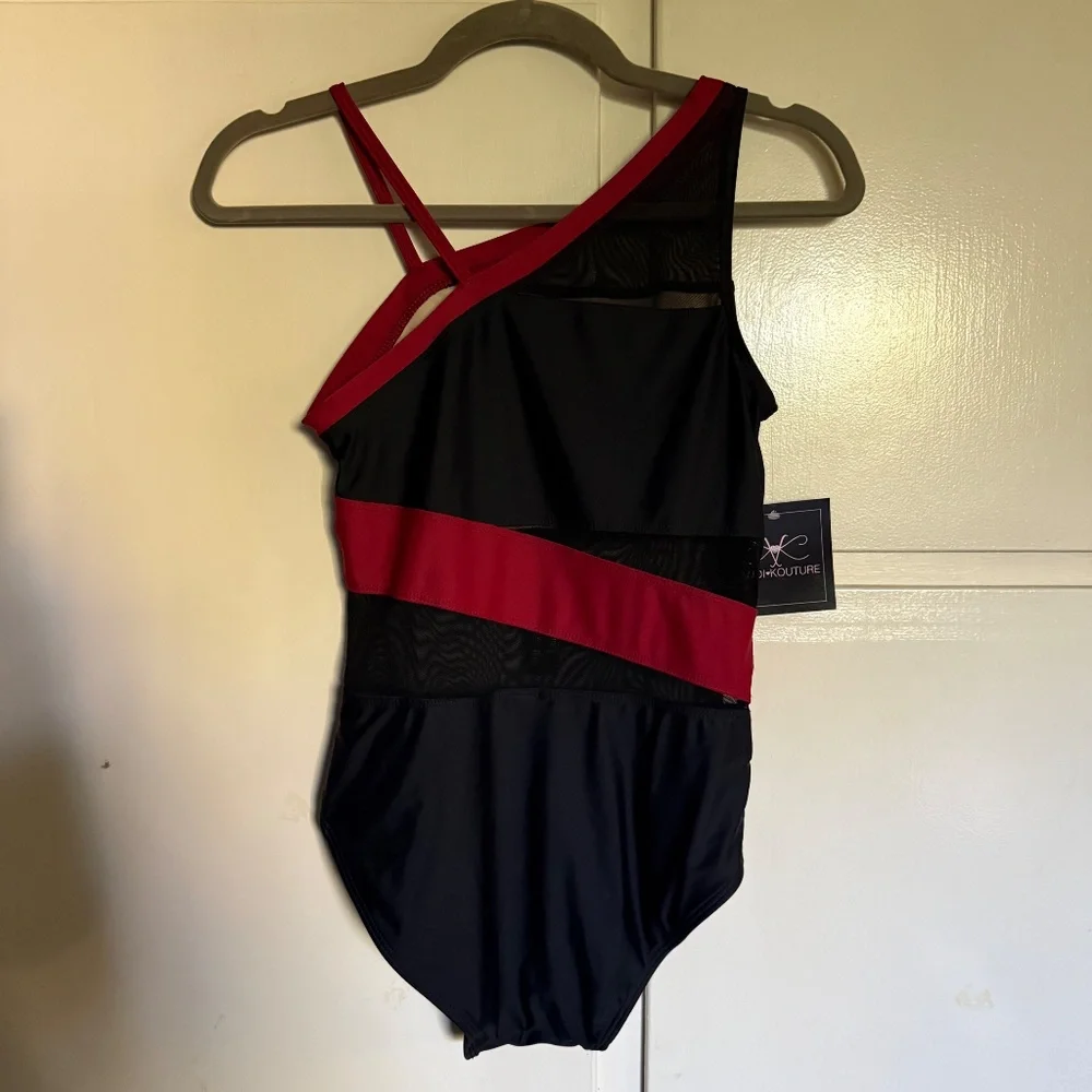 NWT Kandi Kouture Leotard Size Teen TS 3/5‎ Black Red
